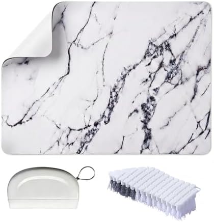 Sink Cleaning Kit - Dish Drying Mat - Mini Squeegee - Sink Scrub Brush