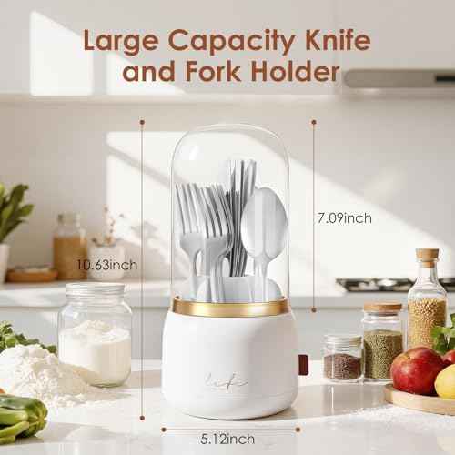 EXIN DECHEN Silverware Organizer with Lid,Silverware Holder,Utensil Holder