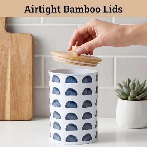 Kitchen Canisters for Countertop Set of 4, Patterned Iron w/ Airtight