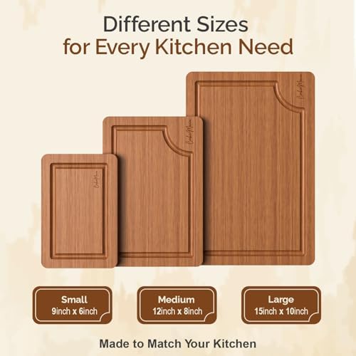 Bamboo Cutting Board Set of 3 for Kitchen – Wooden Chopping Boards