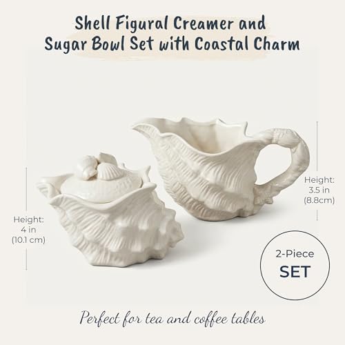 Blue Sky Ceramics Shell Figural Sugar Bowl White, Multi (14894)