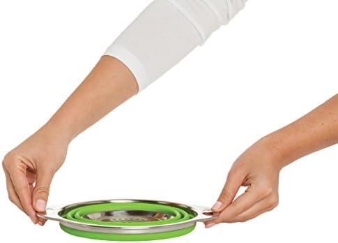 HIC Kitchen Collapsible Colander, Silicone and 18/8 Stainless Steel