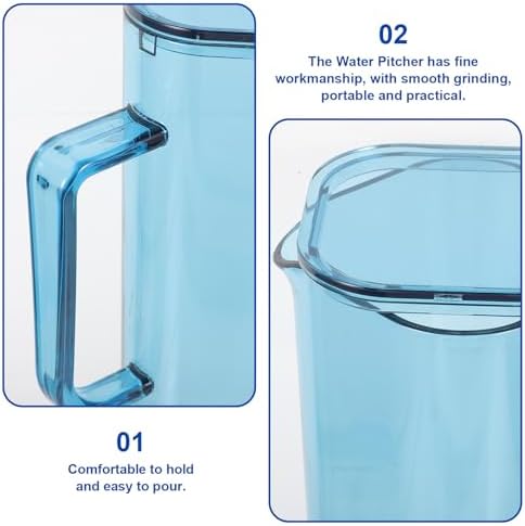 Acrylic Cold Water Pitcher 1200ml with Lid, Handle and Spout