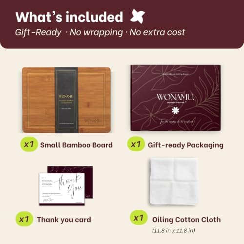 WONAMU Small Bamboo Cutting Board Non Toxic Lightweight & Durable