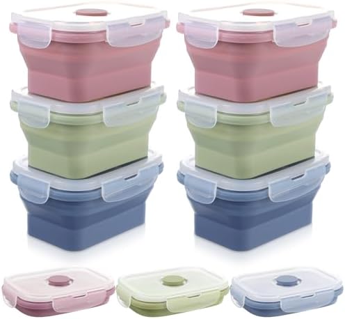 6 Pcs Silicone Food Containers 11.8 oz Collapsible Storage Containers