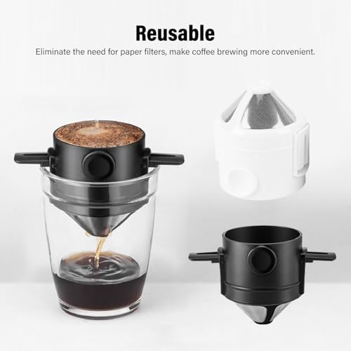 2 Sets Pour over Coffee Dripper, 304 Stainless Steel Reusable Coffee
