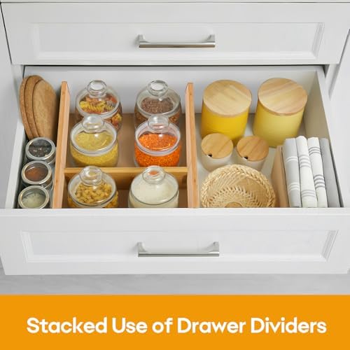 Bamboo Drawer Dividers Organizers, Kitchen Drawer Dividers for