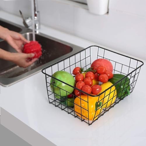 Kitchen Wire Baskets Farmhouse Decor Metal Food Storage Organizer