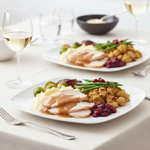 TP 10.5" Melamine Square Dinner Plates, 6-piece Plate Sets, White