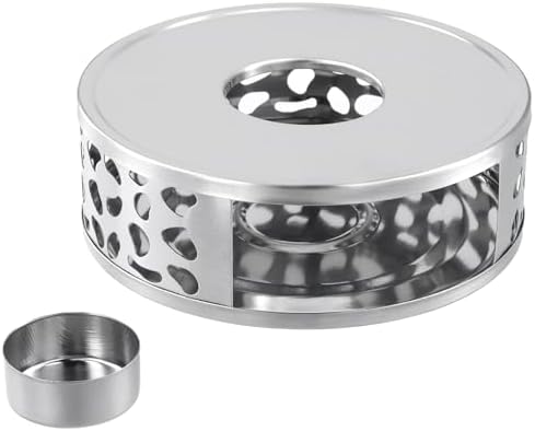 4 PCS Teapot Warmer, Silver Individual Teapot Heater with Tealight