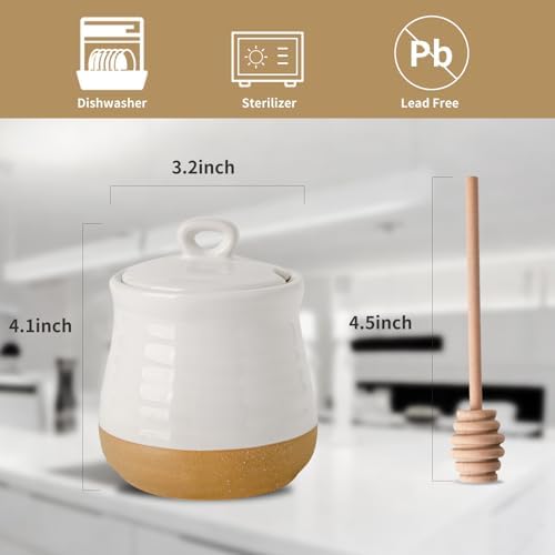 Hasense Ceramic Sugar and Creamer Set & Honey Jar with Dipper, 3 PCS