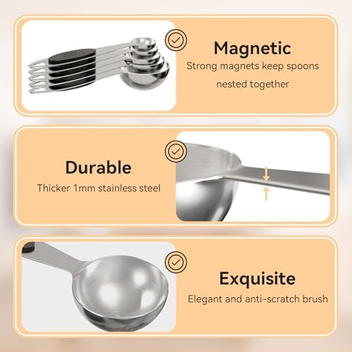 18/8(304) Stainless Steel Magnetic Measuring Spoon Set for Baking &