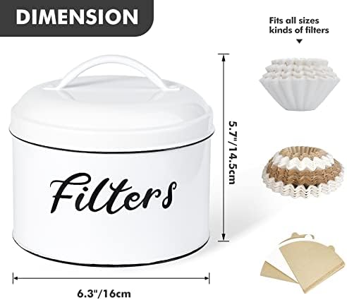 Webake Coffee Filter Holder, Farmhouse White Coffee Filter Storage