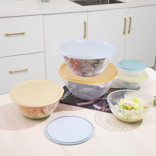Plastic Mixing Bowls with Lids Set, Multicolor Salad Bowl Set