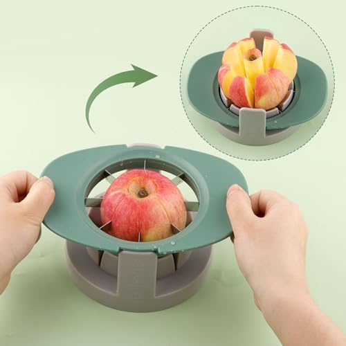 Fruit Cutter Slicer, 4 in 1 Apple Corer Remover Green 430 Stainless