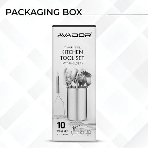Avador Set of 10 Stainless Steel Kitchen Tools