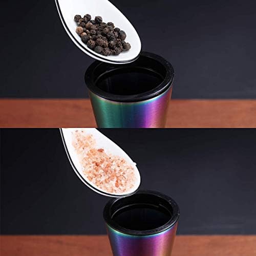 Kyraton Rainbow Salt and Pepper Shakers, Stainless Steel, Set of 2