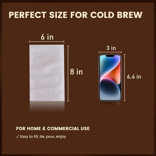 Cold Brew Bags, 100 Count Brew Coffee Filter Bags, 6x8 Inch