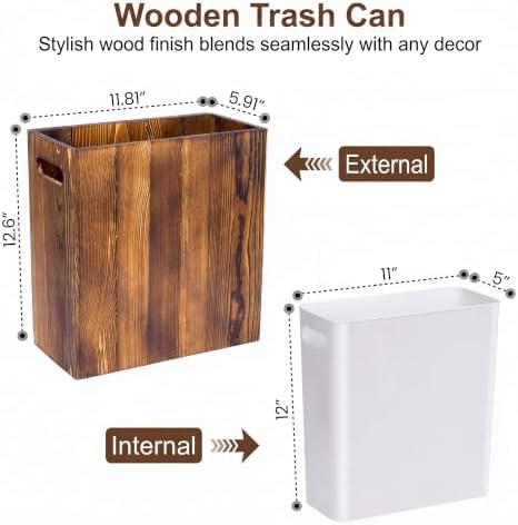 iEGrow 3 Gallon Acacia Wood Trash Can