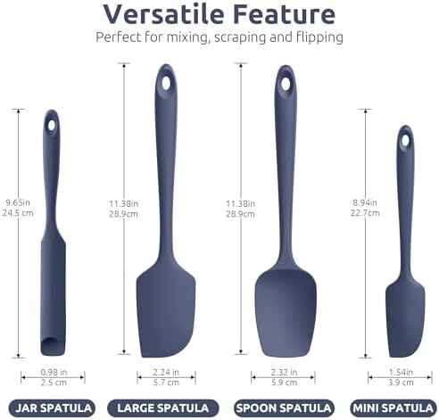 U-Taste 600oF Heat Resistant Silicone Spatulas Cooking, 4Pcs/Midnight