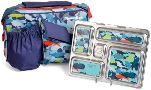 PlanetBox Rover Stainless Steel Bento Box Style Lunch Box Kit for Kids