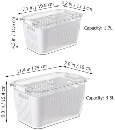 2pcs Fridge Storage Container Double Layer Draining Basket for Produce