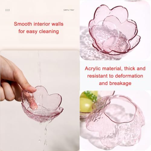 12 Pcs Pink Sakura Soy Sauce Bowls, Plastic Dipping Dish Party Set