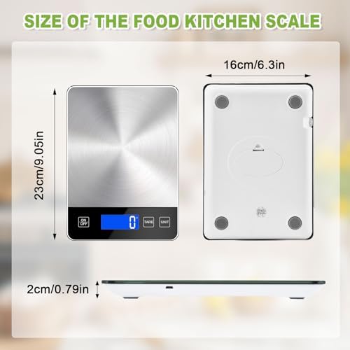 Digital Kitchen Scale, 33lb Food Scale Precisely Measures Grams and