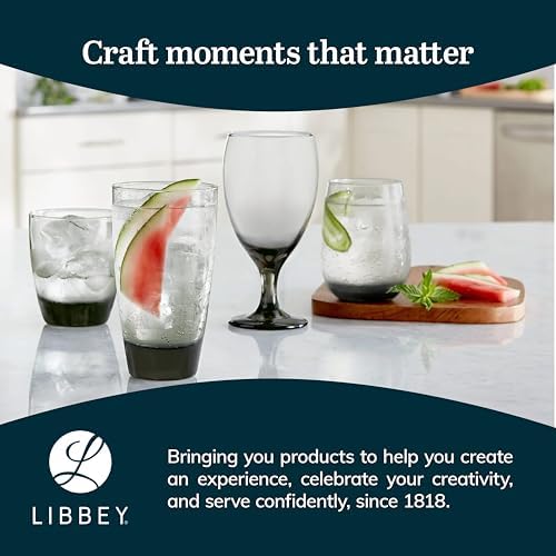 Libbey Classic Smoke Tumbler Glasses, Classy, Timeless Drinkware Set