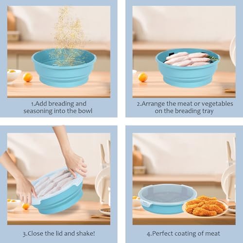 Collapsible Breader Shaker Bowl with Lid, 10 x 3.5 Inch Breading