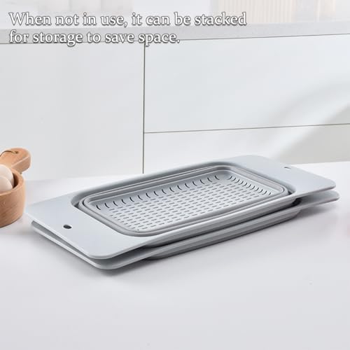 Collapsible Silicone Over-the-Sink Strainer, Gray