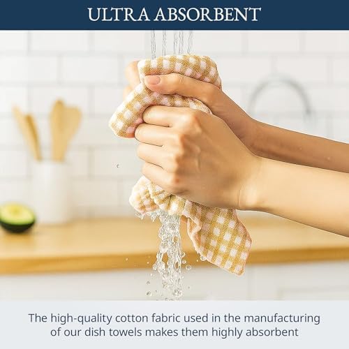 LANE LINEN Hand Towels for Kitchen 100% Cotton Durable 4 Pack - Yellow