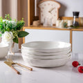 LERATIO 9.75 "Ceramic Flat Pasta Bowls,Wavy Rim 38oz Large Bowls Set