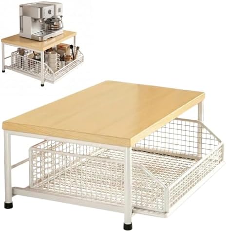 2-Tier Hardwood Countertop Organizer with Drawer