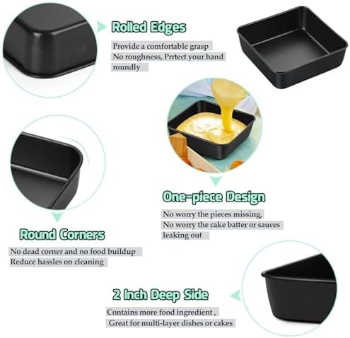 P&P CHEF 6 Inch Square Cake Pan, Brownie Baking Pan for Air Fryer,1 Pc