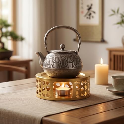 4 Pcs Gold Stainless Steel Tea Warmer Teapot with Tealight Holder Tea