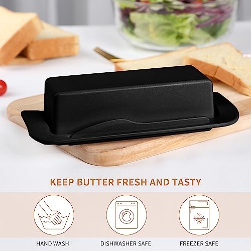 Bamboo Butter Dish with Lid and Knife,Small Butter Keeper for One