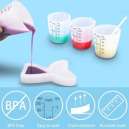Creahaus 12pcs Silicone Measuring Cups for Resin, 100ml Non-Stick