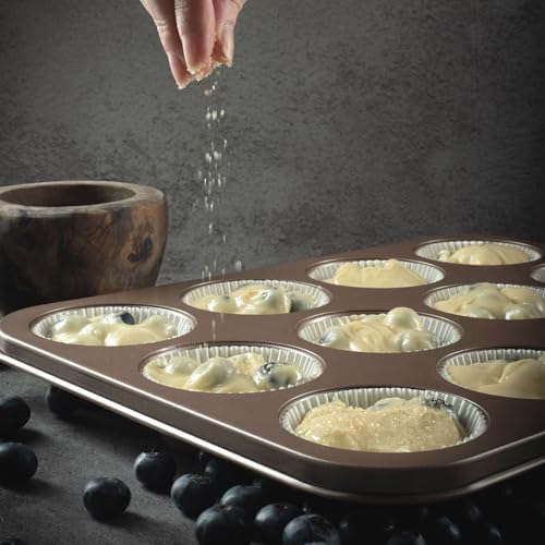 HAPPIELS 12 Cup Muffin Pan Nonstick, PFOA & BPA Free
