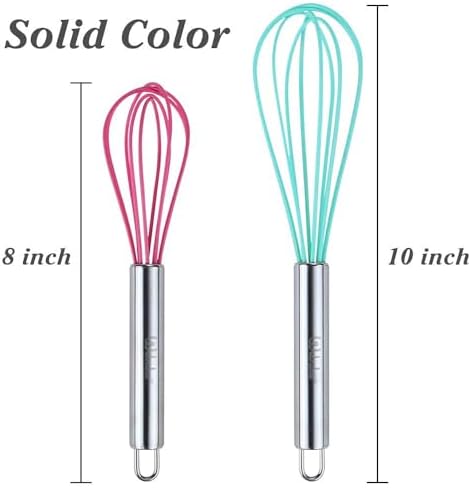 Webake 8 Inch and 10 Inch Silicone Whisk Set of 4, Egg Beater Whisk