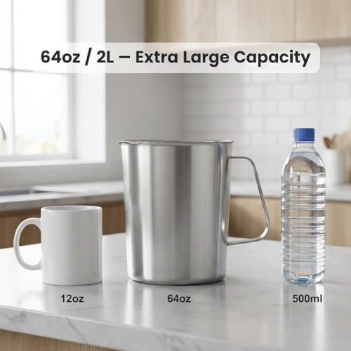 QWORK 304 Stainless Steel Measuring Cup 64 OZ with OZ/ML Graduations