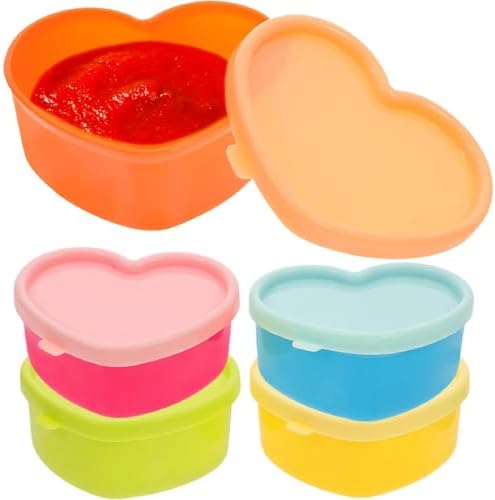 5 Pcs Heart Shaped Valentines Container, Condiment Containers with