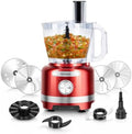 Homtone 16 Cup 9-in-1 Food Processor, Red