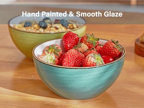 ONEMORE 16 oz Cereal Bowls Set of 4 Soup Bowls Ceramic for Kitchen
