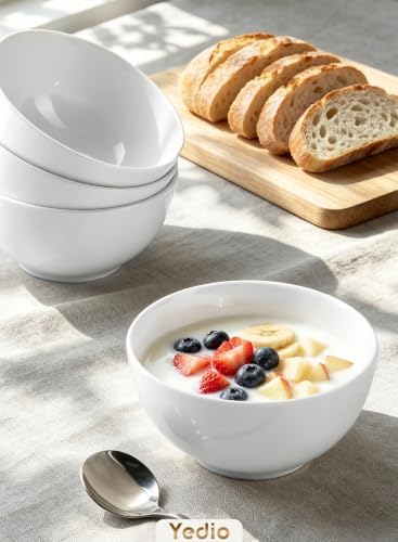 10 OZ White Ceramic Soup Bowls of 6, Small Cereal Bowls for Kitchen