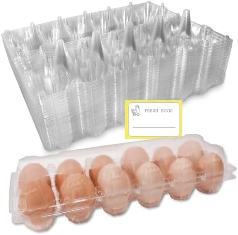 Large Plastic Egg Cartons, 30 Packs, 12 Eggs