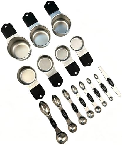 Stainless steel 304 measuring cup and spoon magnetic silicone handle