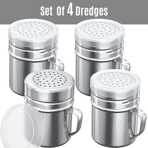 CUSINIUM 10oz Stainless Steel Salt Pepper Shakers, Pack of 4