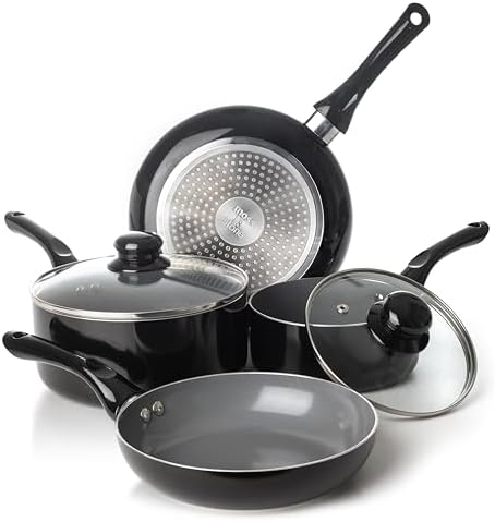 Moss & Stone 6 Pcs Black Nonstick Cookware Set, Induction Cookware