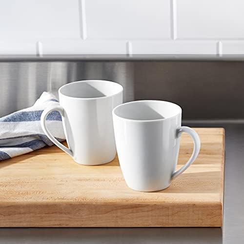 Amazon Basics Porcelain Heat Resistant Coffee Mugs, Microwave and Oven